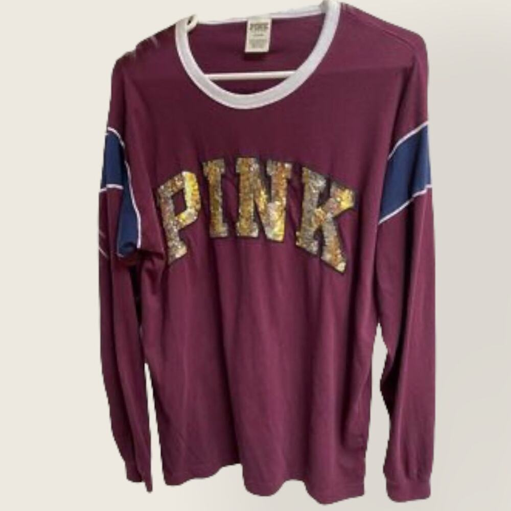 Pink Victoria’s Secret Bling Burgundy Tee M